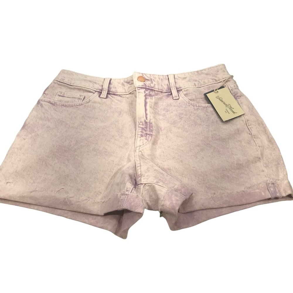 Universal Thread Women's Size 10 High Rise Midi Short Purple Acid Wash New